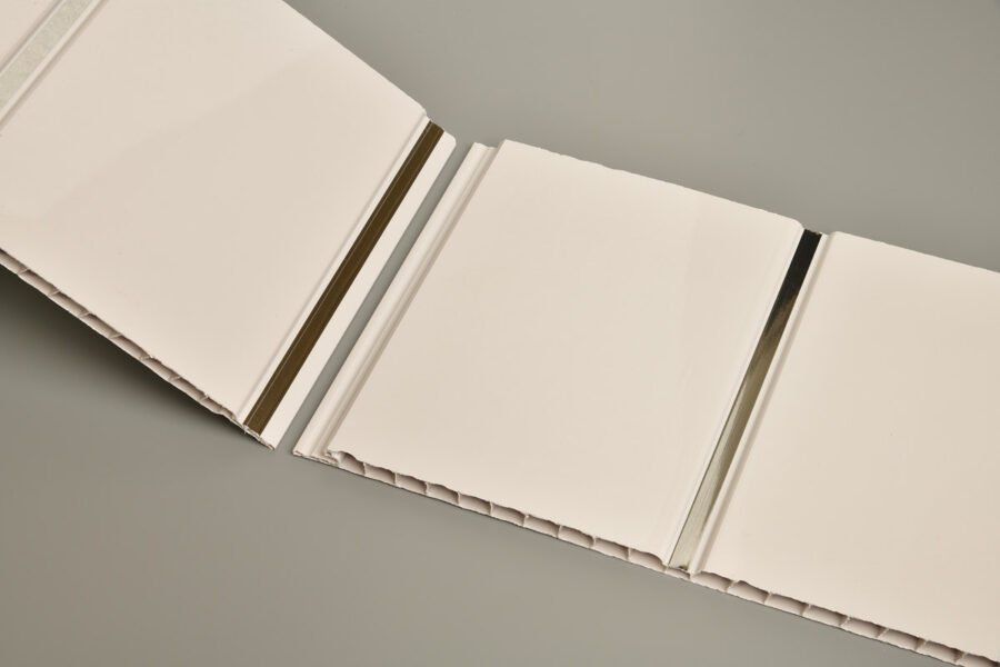 2.6m Gloss White Grooved Ceiling Panel with silver strip (4 pack) - Image 2